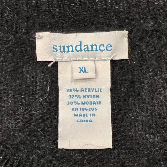 Sundance Let It Snow Lightweight Mohair Crew Sweater, Black Ivory XL - Picture 2 of 8